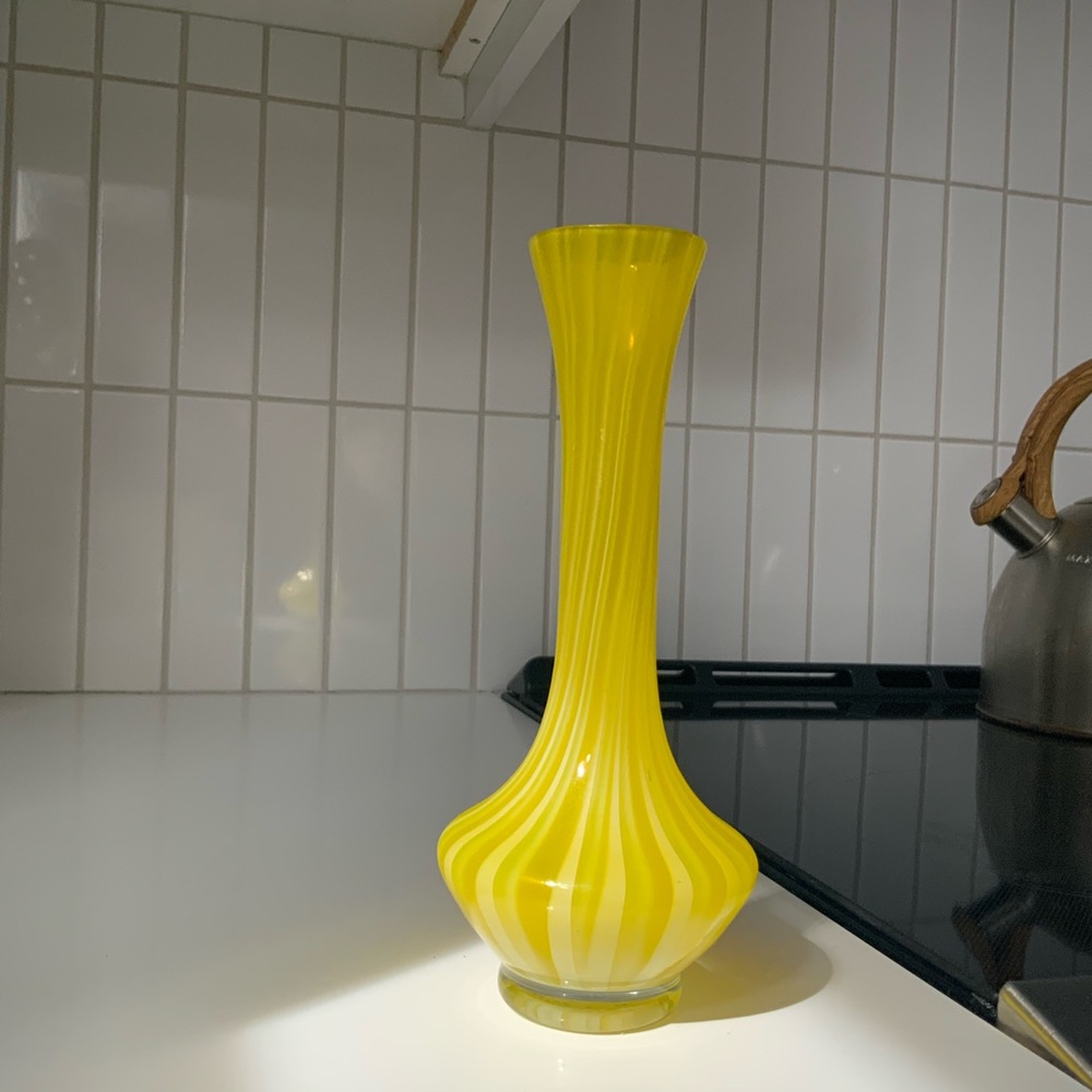 Yellow Swirl Glass Vase